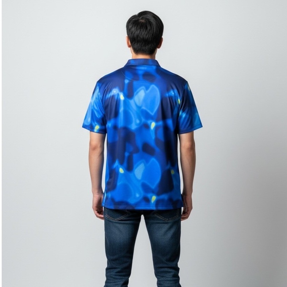 G/FORE Mens Blue Abstract Print Performance Golf Polo Shirt GMP000049 Size M